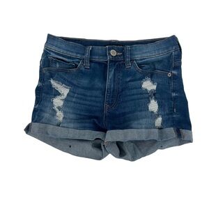 Express Shortie High Rise Distressed Cuffed Hem Jean Shorts Size 2 Women’s